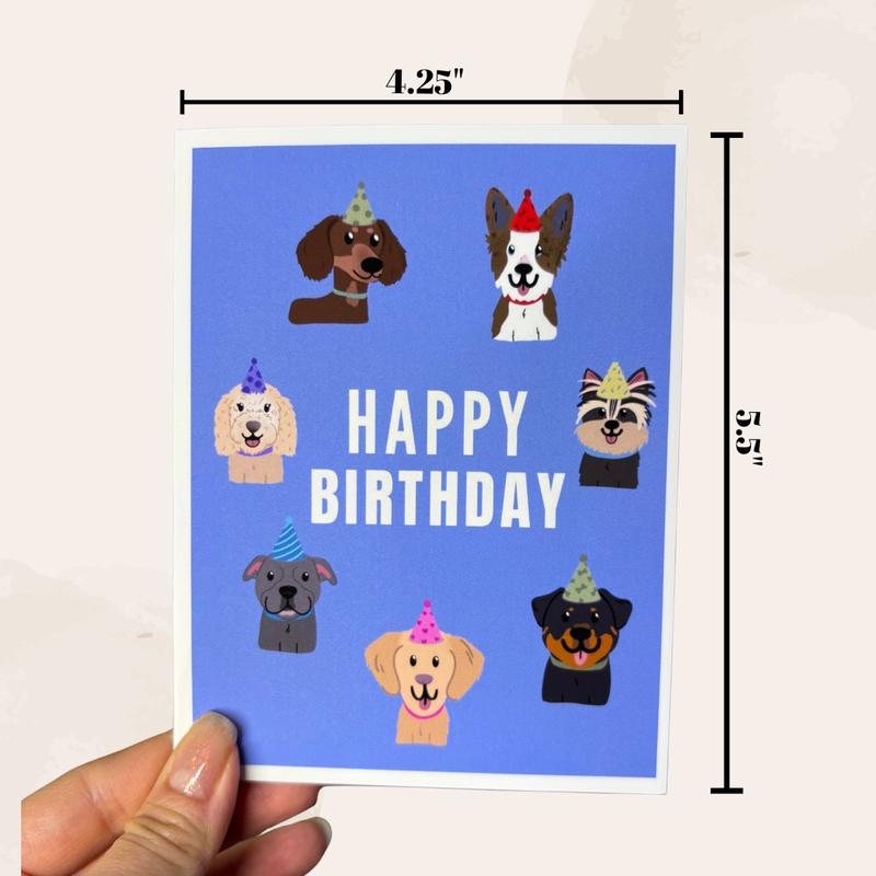 12 Pack - Cute Unique Dogs and Cats Greeting Cards with "Happy Birthday, Motivational" Design - Vibrant Blue Background & 1 Card & 1 Envelope Favorite Person