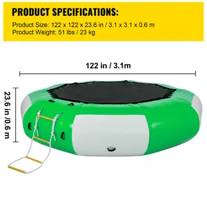 SAVEYOUR  10FT Inflatable Water Trampoline | Viral Summer Water Bouncer with 4-Step Ladder | Green & White Water Fun for Lake & Pool-#WaterTrampoline #WaterBouncer #SummerVibes #SummerMustHave  #LakeDays #PoolToys #FamilyFun #ViralSummer #InflatableFun