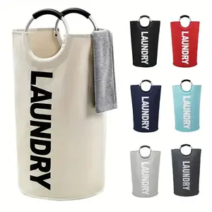 1pc Premium Waterproof Laundry Basket with Comfortable Padded Handles - Collapsible & Stable Clothes Hamper for Effortless Storage and Perfect Standing - Ideal for Space-Saving Solutions