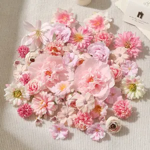 1 Set Artificial Flower Heads, 47-56pcs Mixed Silk Peony and Rose Variety Kit, DIY Wedding Decor, Party Supplies, Home Table Centerpiece