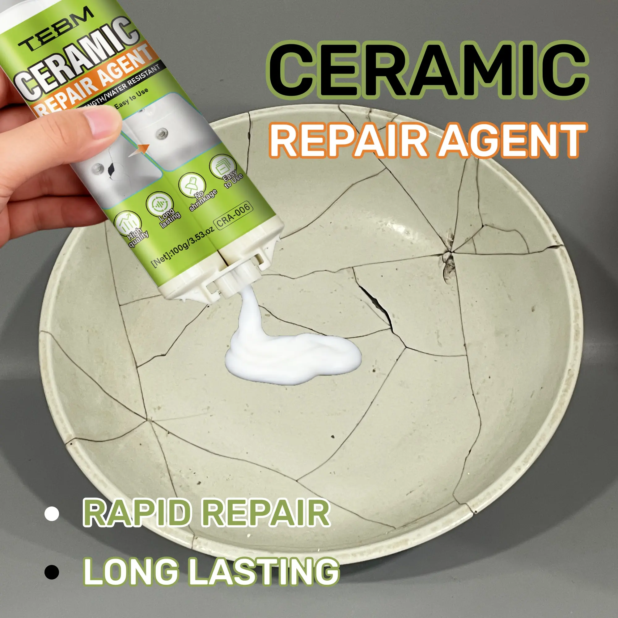 Ceramic Repair Glue, Crack Filler for Bathroom Sink, Broken Marble Fix, Toilet Hole Plugging, Tile Adhesive, Home Maintenance Tool, Crack Sealant, Long Lasting Adhesive, Strong Adhesion