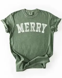 Merry Shirt, Vintage Distressed, Holiday TShirt, Christmas Shirt, Merry T-Shirt, Retro Christmas, Vintage Aesthetic, Merry Christmas, Grunge