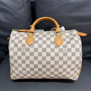 Pre-owned Louis Vuitton coated canvas Travel Bags Speedy 30 white damier azur【BF 12Z】XP02308
