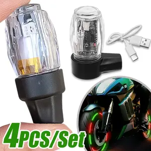 4PCS LED Car Tire Valve Stem Light USB Charging Car Accessories