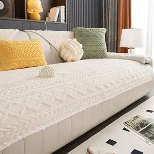 Cloud Ribbed Plush Sofa Pad | Ultra-Soft Teddy-Like Couch Protector in Cream & Taupe