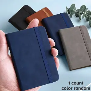 1 piece A7 leather pocket notebook, portable mini diary, 100 pages, elastic sealed personal organizer, Travel Diary Notebook