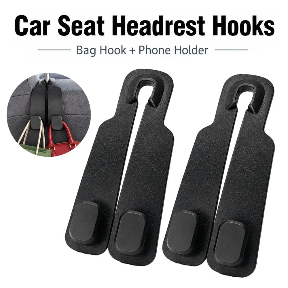 2/4 Pack Car Seat Back Storage Hook, Car Seat Headrest Hook,Car Hooks for Purses and Bags, Purse Holder for Car, Car Seat Back Storage Hook Double Hook Car Seat Hangers Organization Accessorie