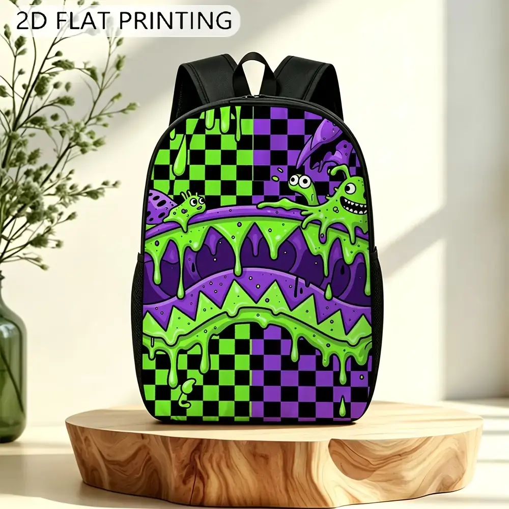 Unisex Minimalist 2D Flat Style Large Lightweight Backpack - Zippered School Bag for College, Everyday Use Carry Bag