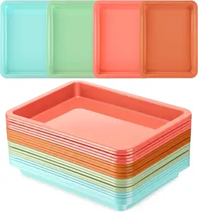 20 Pcs Small Plastic Art Sand Trays Multicolor Stackable Activity Sensory Tray Paint Mixing Crafts Organizer Serving Accessories for DIY Bead Painting, 9.65 x 7.28 x 0.9 Inch(Vivid Color)