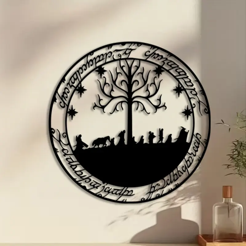 1pc Vintage Elven Metal Wall Art, Tengwar Script Statue Mural, Perfect for Bedroom Wall, Easter Decor, Ideal Gift for Fantasy Lovers, Weather-Resistant Metal
