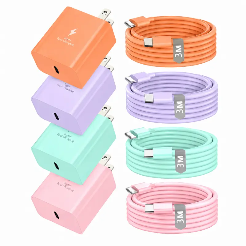 PD 45W Samsung USB-C Super Fast colorful Charger, Wall charger with 10-ft extra-longdurable USB-C cable, compatible for Samsung Ultra26/S26+/S25+/S25/S24/S23/S23+/S22/S22+/S21 Ultra/S20, for iPhone 18Pro Max/17Pro Max, Techvibes, Smartphone, Cellphone Pl