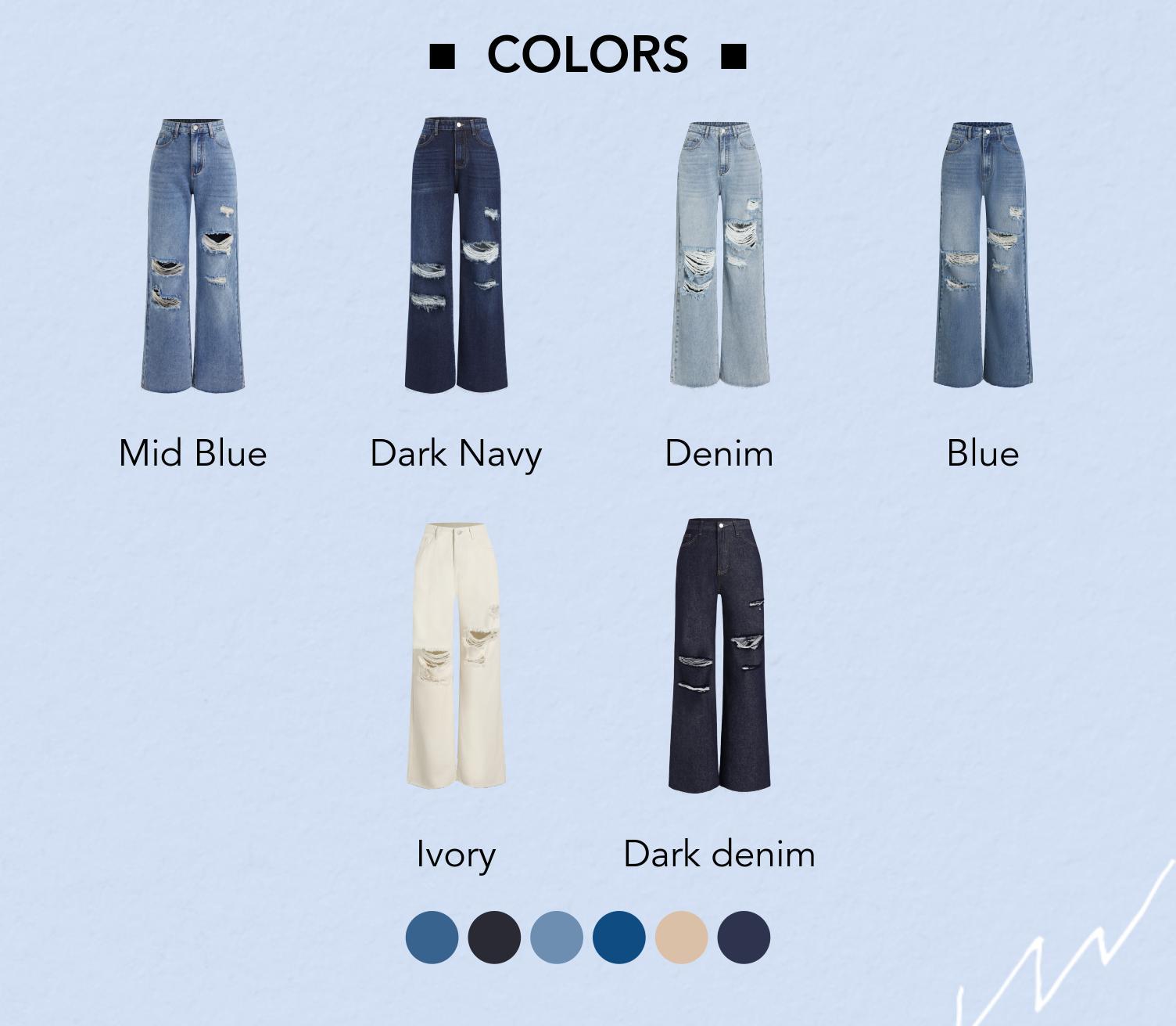 Cider [6 colors, size XXS Petite-XL Petite] Petite High Waist Ripped Straight Leg Jeans