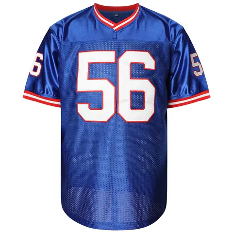 Unisex Stitched V-Neck #56 Blue Sport Jersey - Short Sleeves, Warm-Weather Ready, V-Neck Adds a Clean Classic Profile, Casual Sports Wear, Football Jersey Style, American Football Use, Shared Wardrobe-Friendly Cut