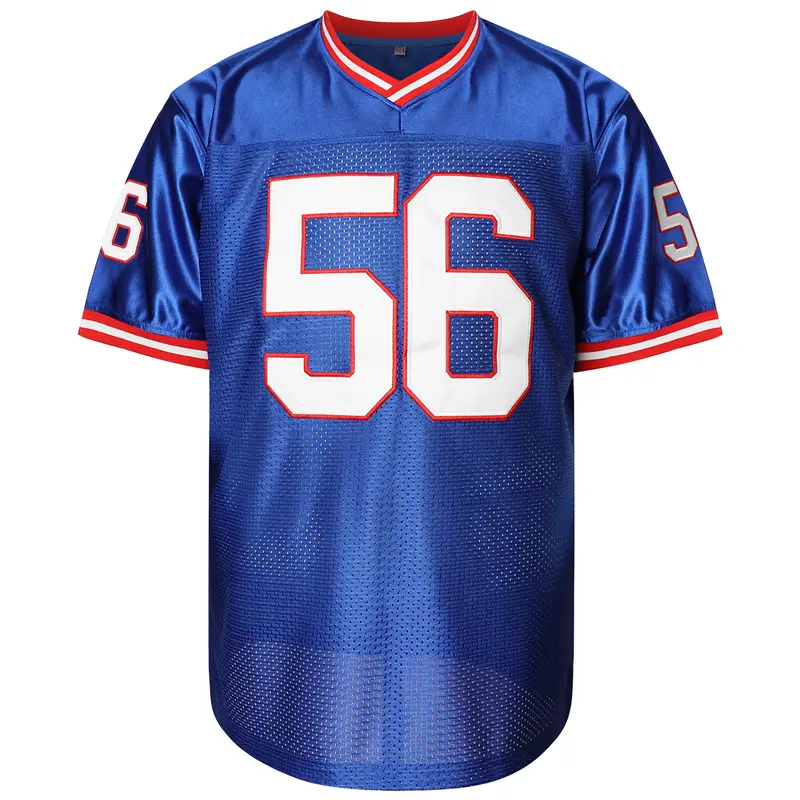 Unisex Stitched V-Neck #56 Blue Sport Jersey - Short Sleeves, Warm-Weather Ready, V-Neck Adds a Clean Classic Profile, Casual Sports Wear, Football Jersey Style, American Football Use, Shared Wardrobe-Friendly Cut