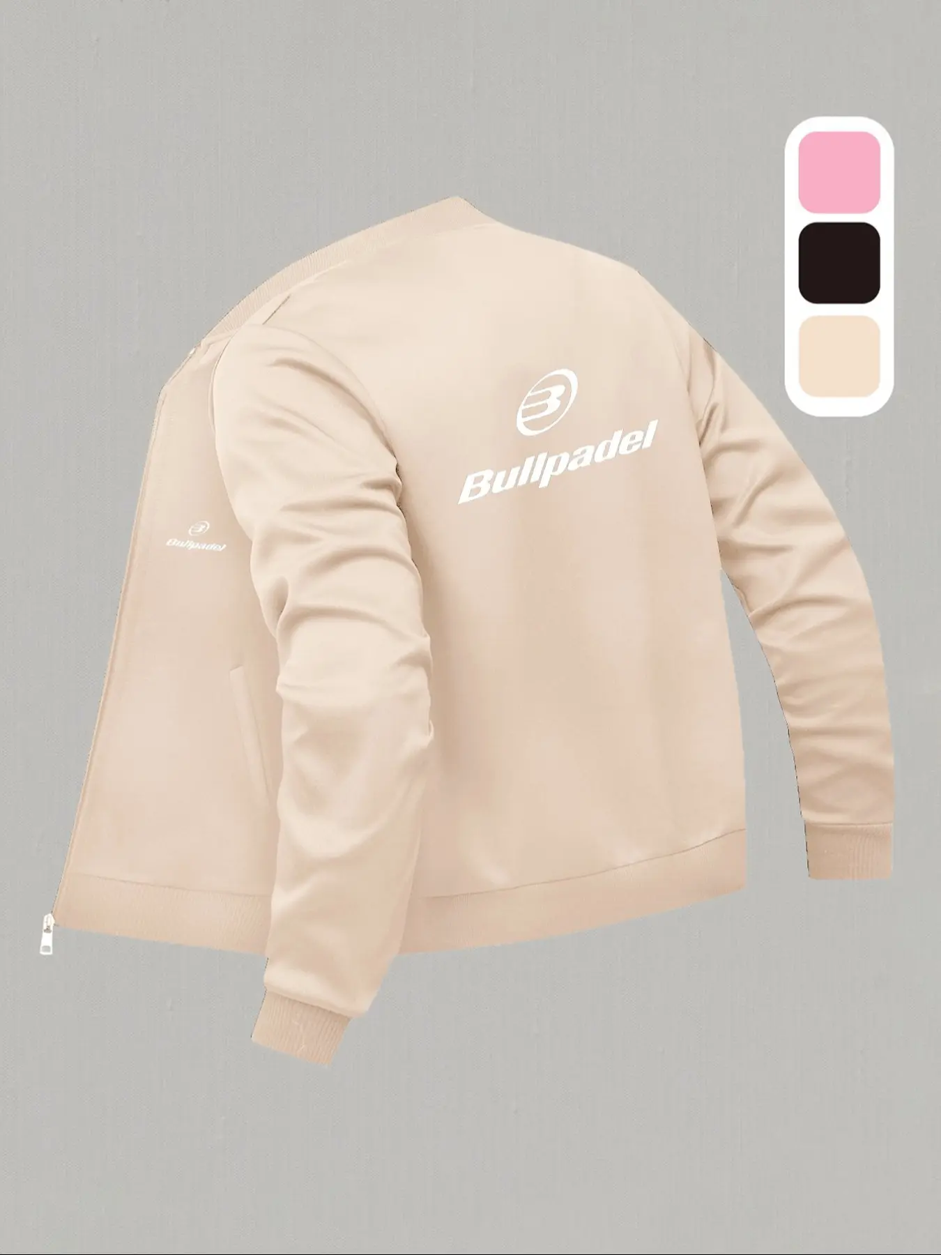 Women's Fashion Jacket with Bullpadel Graphic, Casual Fitted Zipper Cardigan for All Seasons, Stylish Layering Outerwear