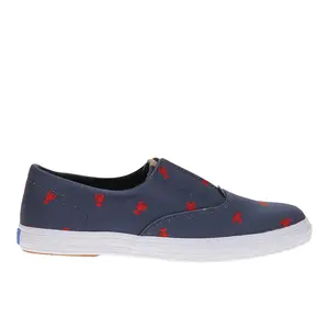 Keds Womens Champion Nautical Canvas Slip On Sneakers Shoes Casual - Blue, Red