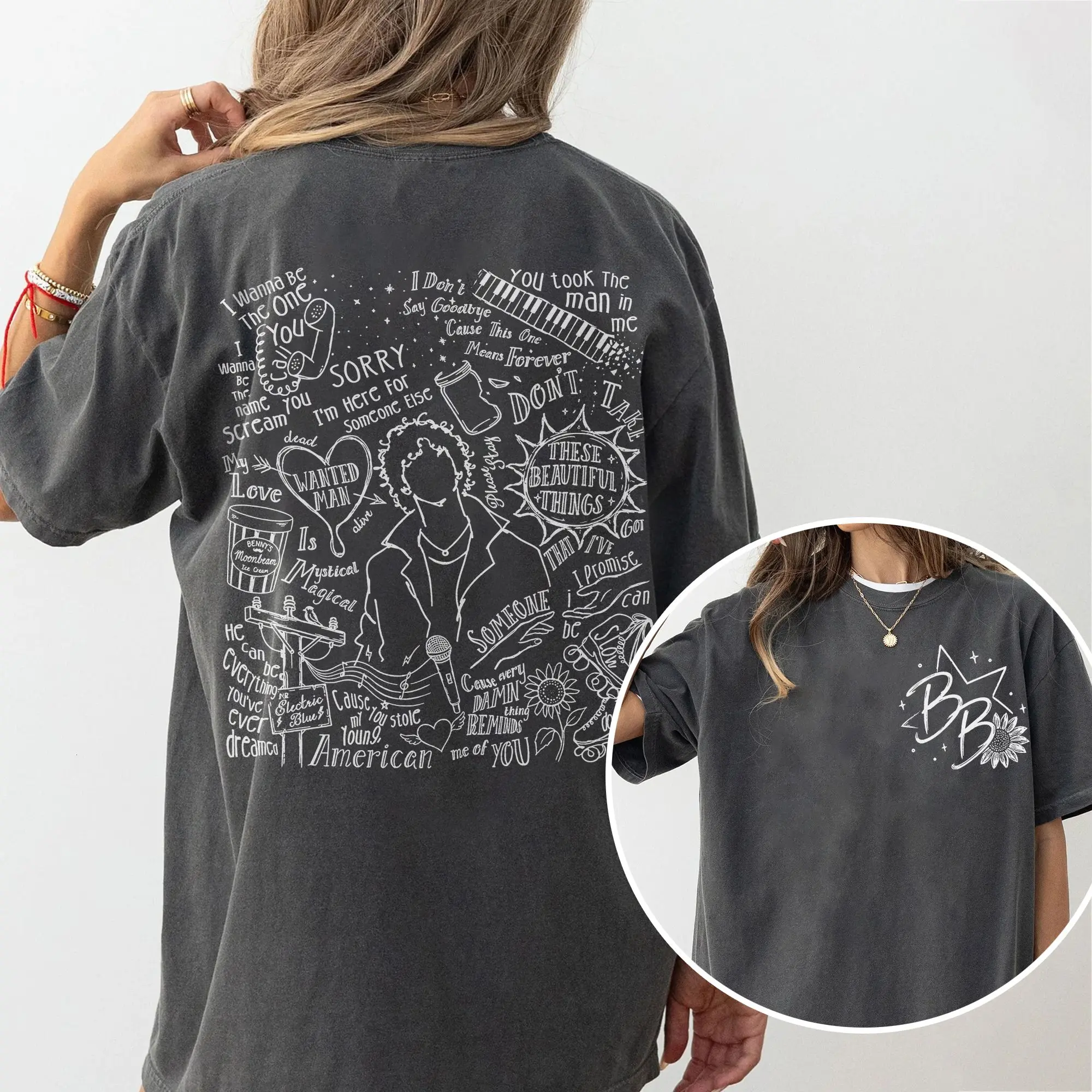 Comfort Color American HeartShirt, BB Retro-style Pop Concert Tee, Music Tour Outfit
