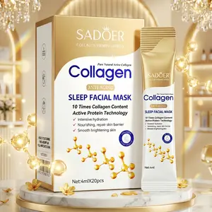 Sadoer Collagen Sleep Mask, Collagen Hydration Mask, 20pcs Night Repair Face Mask, Easy Absorption, Non-Irritating, Unisex, Portable, No Wash Needed