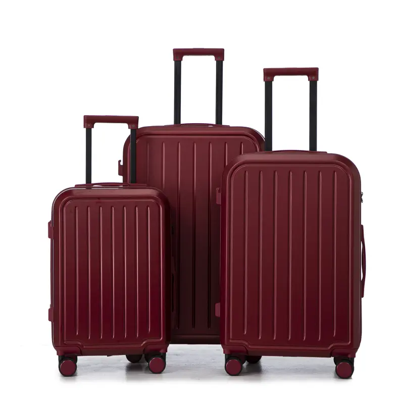 20"/24"/28" 3 pcs/set in ABS Spinner Wheel Luggage, Carry on Suitcase, with Cup Holder & USB Port (Wine Red)