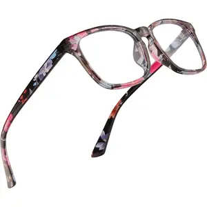 RESJOK Reading Glasses for Women Men - Anti Glare Blue Light Blocking Glasses,Classic Square Frame ,Sturdy Eyeglasses,Floral Eyewear