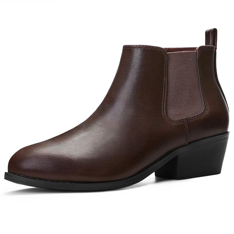 Women's Chef Chelsea Ankle Booties Low Heel Side Zip Walking Footwear Classic Stylish PU Leather Black or Brown for Bedroom Use Fashionable