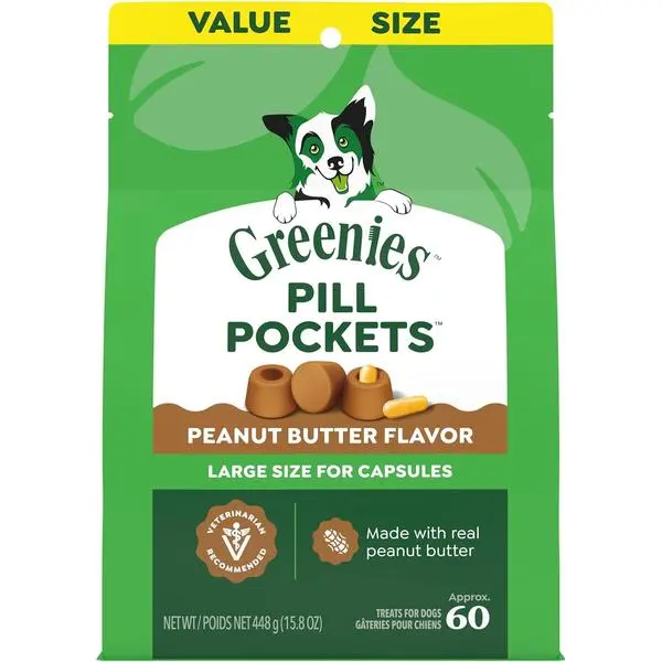 Pill Pockets for Dogs Large Size, Soft Dog Treats, Chicken Flavor, 15.8 oz. Pouch (60 Treats)