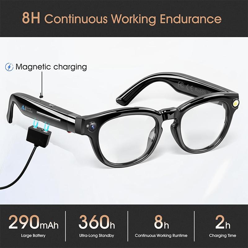 AI Smart Glasses with  8MP HD Camera,4k Photos, 1080P Video Recording , Real Time Translation, Voice Assistant,  for Travel, Meetings & Vlogging, Bluetooth Eyewear with Voice Assistant and Photochromic Lenses ,touch adjustment, next gen gadgets