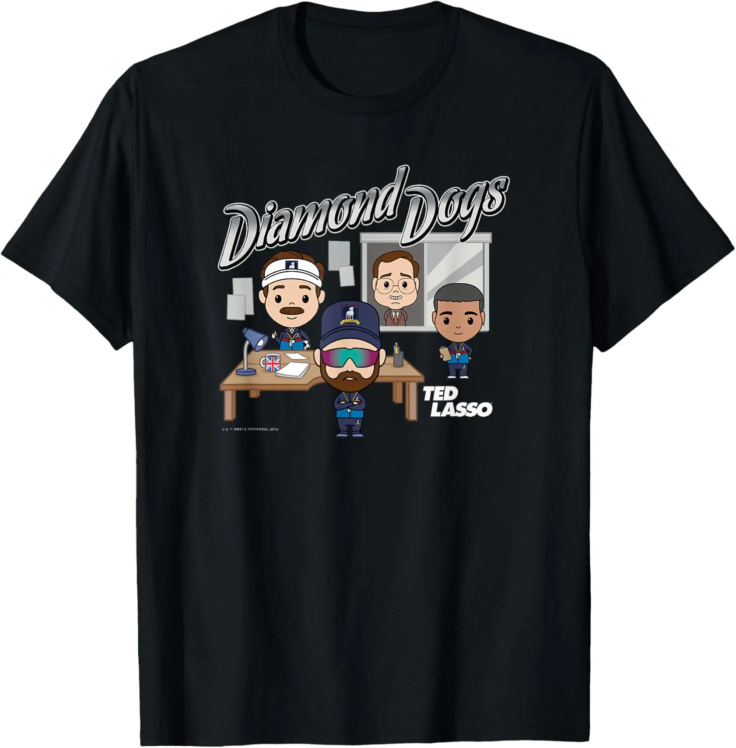 Unisex Printed Short-Sleeve T-Shirt SoccerFit Ted Lasso Diamond Dogs Group Shot Office Chibi Style T-Shirt MatchDayOutfit