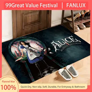 Horror Alice madness returns Floor Mat This soft flannel mat provides a cozy Soft flannel mat with quick water absorption, non-slip and durable. Easy to clean, ideal for bathroom and entryway use.