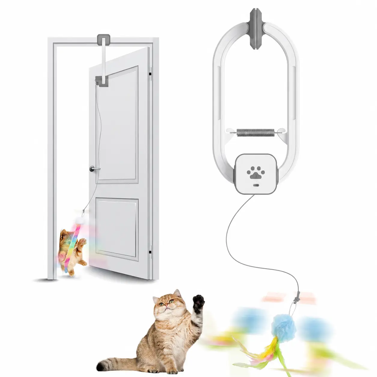 Electric Cat Teaser (No Remote), Rechargeable Door Clip Design, Interactive Pet Toy. Dual Modes – 360° Rotation & Irregular Jumping, Stimulates Physical and Mental Vitality. Cat Toy, Cat Supplies, Pet Supplies, Interactive Cat Toy, Perfect Gift