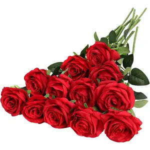 10-Pack Realistic Artificial Silk Roses Red Rose Lifelike Fake Flowers for Home Wedding Party Decor Elegant Gift for Valentine's Day & Birthday UV-Resistant Artificial Violets Peony Bouquet Prom Decorative Fruit Girls Room Decor
