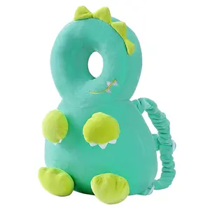 Baby Head Protector Backpack -Soft & Lightweight Pads Prevents Bebes Backward Fall Green Dinosaur Plh Stuffed
