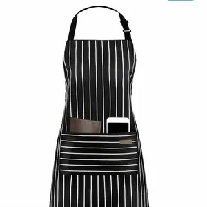 【Ready stock】Kitchen Cooking Aprons for Women and Men Adjustable Chef Apron with Pockets 2 PCs Multicolor，2 Pack Apron Unisex, Adjustable Bib Kitchen Apron, Cooking Apron, Aprons for Women Men with Pockets, Chef Aprons Strap Cleaning White Black&Brown t