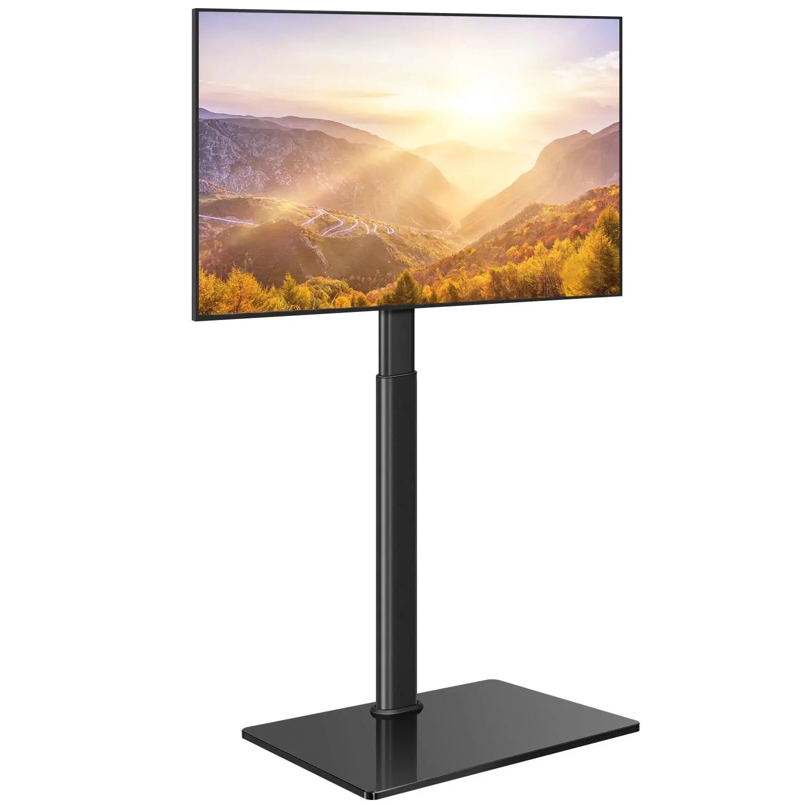 KKTONER Universal Free Standing Floor TV Stand Tool - 27-65 Inch TVs, Height Adjustable, Tempered Glass, VESA Support, 88 lbs Capacity, Durable, Anti-Slip Mat, Assembly Required