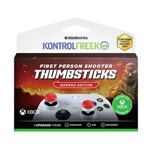 KontrolFreek FPS Freek Inferno for Xbox One and Xbox Series X Controller | 2 Performance Thumbsticks | 1 High-Rise, 1 Mid-Rise | Red/White