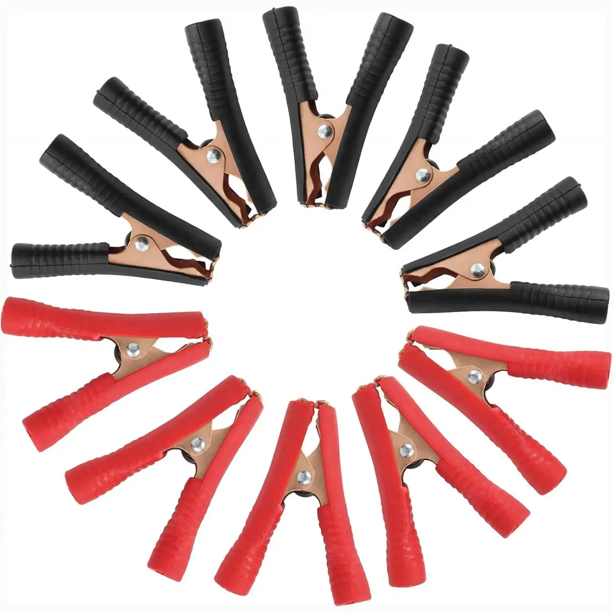 10Pcs Insulated Heavy-Duty 100A Alligator Clips, Metal Spring-Loaded Electrical Clamps for Car Battery Replacement Cables, Passenger Vehicle Use (Red & Black)