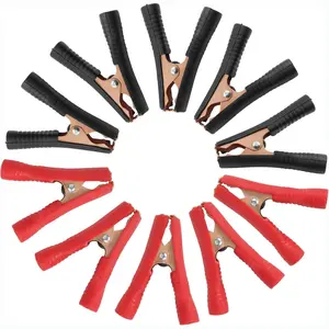 10Pcs 100A Insulated Alligator Clips Electrical Heavy Duty Alligator Clamps, Battery Replacement Cable Metal Spring Loaded Jumper Clips For Car Auto Vehicle Boat (Red & Black)