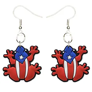Puerto Rico Frog Earrings Hypoallergenic Silver Plated Fishhooks Yazzle Dazzle Toad Pond Lily