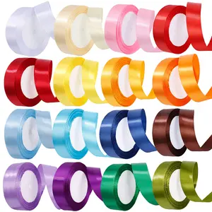 1 Inch 16 Rolls Assortment Satin Ribbons for Crafts Gift Wrapping Flower Bouquet Wedding Invitations Birthday Party Festival Decoration Hair Bows, 25 Yard Per Roll