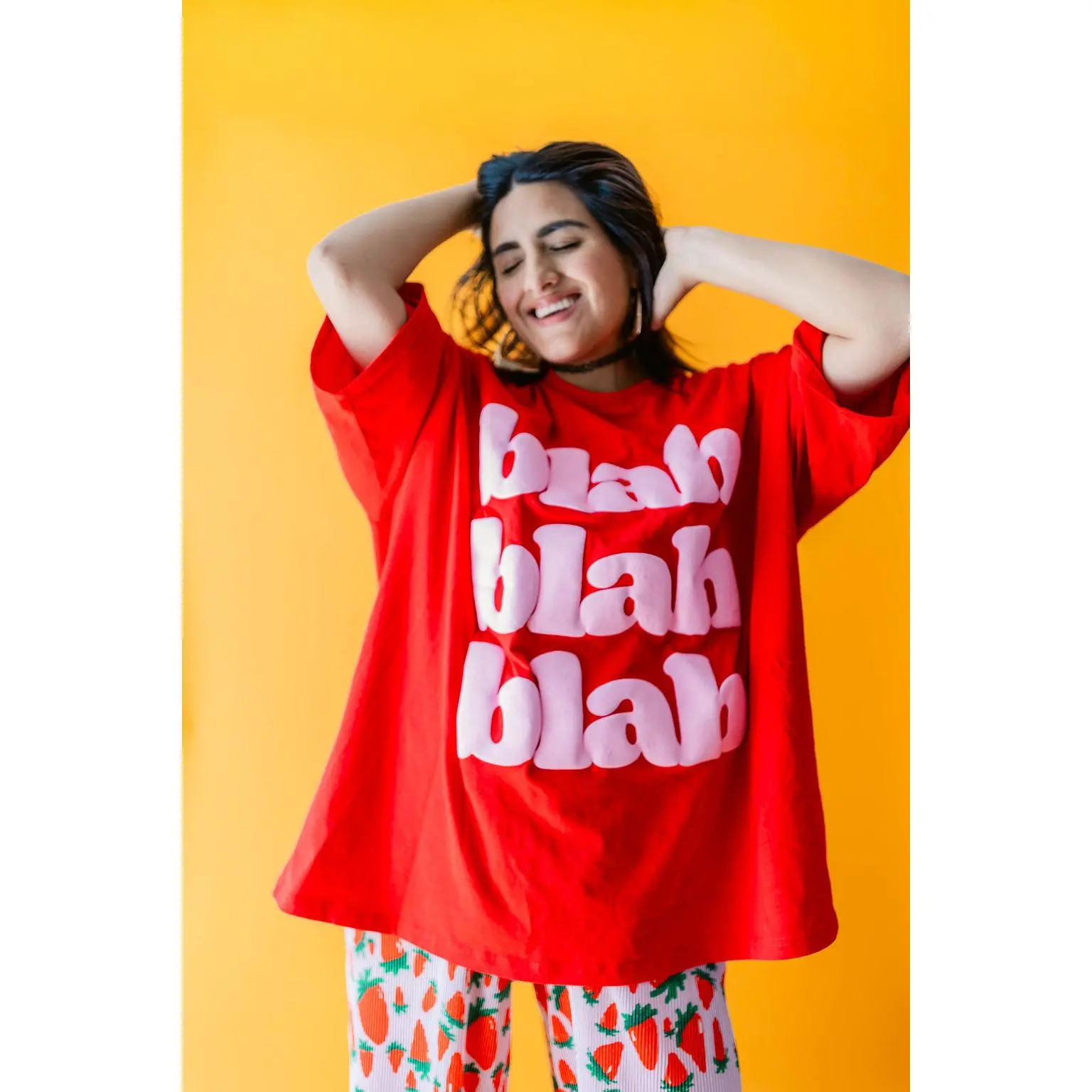 TABY ORIGINAL: BLAH BLAH Blah Boxy Tee In Sizes XS-5X!** 2 sided flippable neckline***