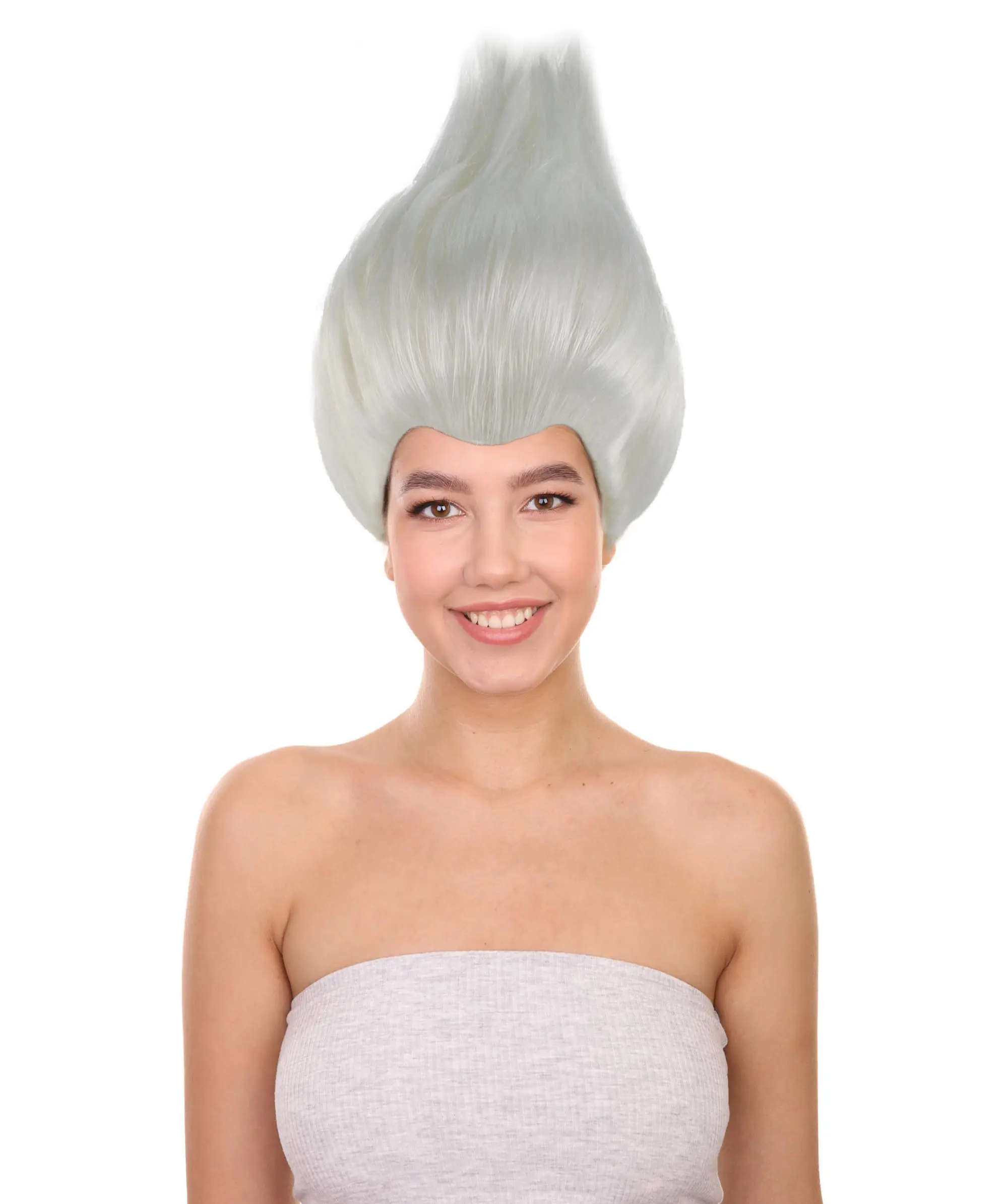 HPO Adult Mermaid White Wig in Storybook Design with Flame-Retardant Synthetic Fiber, Perfect for Halloween