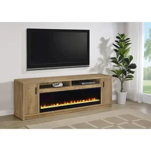 Eddy 79-inch 2-door TV Stand Fireplace Media Console Mango