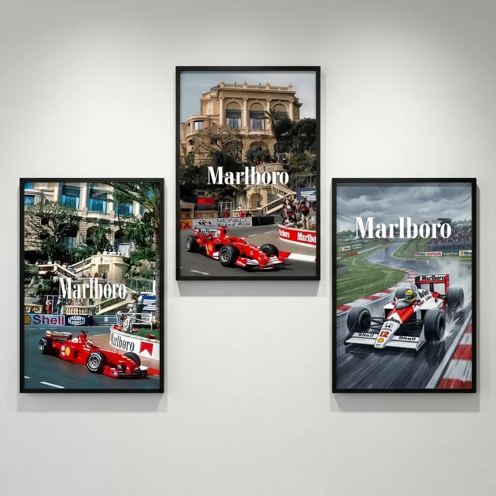 Vintage F1 Monaco Track Canvas Poster Print - Hazard-Free, Prop 65 Safe Retro Racing Wall Art, Aesthetic Home Decor for Bedroom