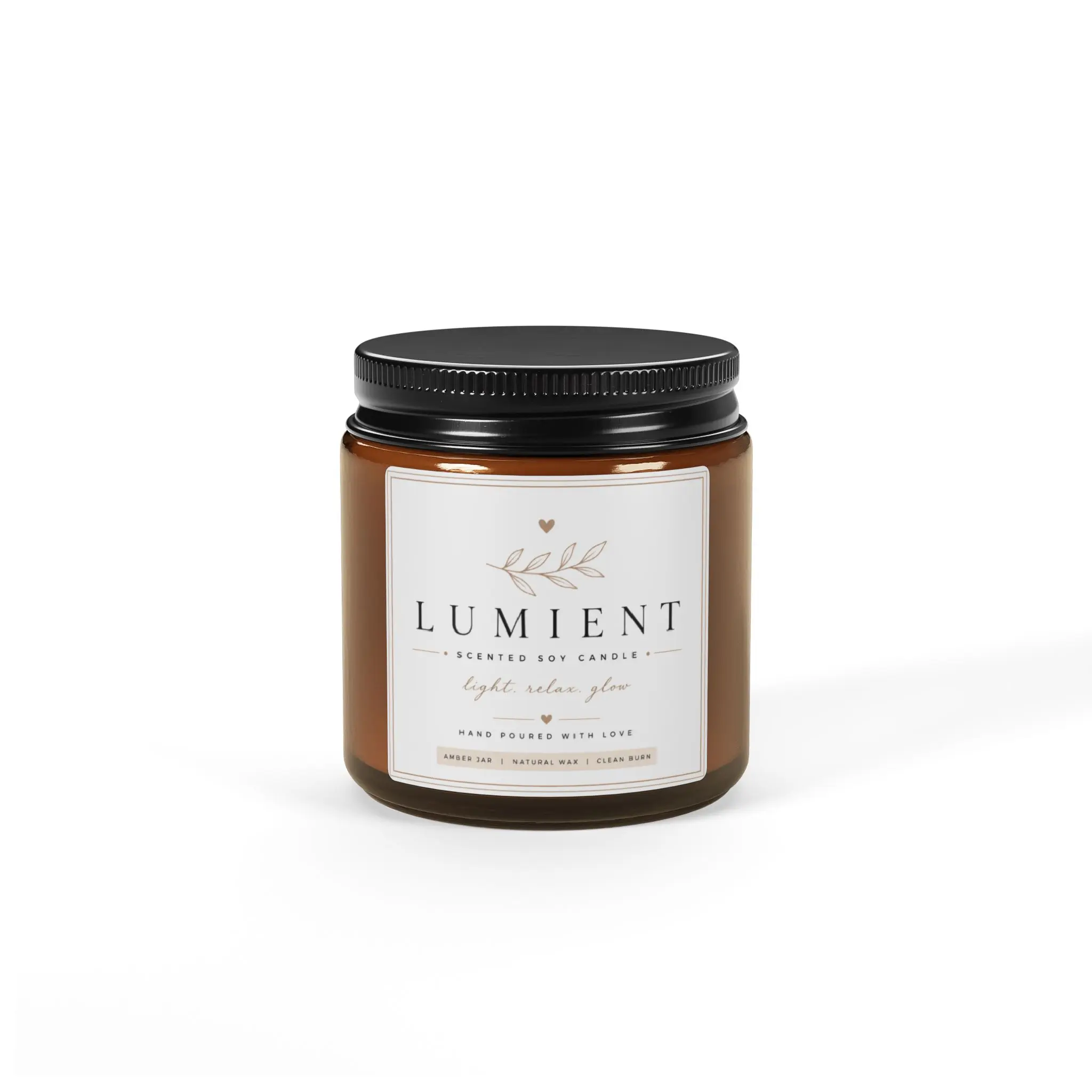 Lumient Minimalist Amber Jar Soy Candle, Scented Candle