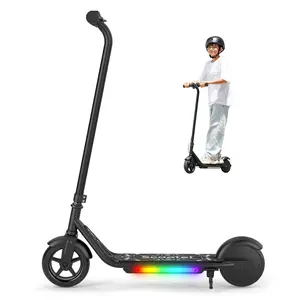 【Summervibes】Kids Electric Scooter 10MPH Max Speed LED Display Double Brake Magnetic Charging Pedal Light 150W Motor for Ages 6-12 Black Dealsforyou