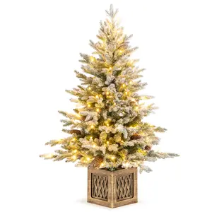 COSTWAY - 4 FT Pre-lit Artificial Entrance Christmas Tree 100 LED Lights