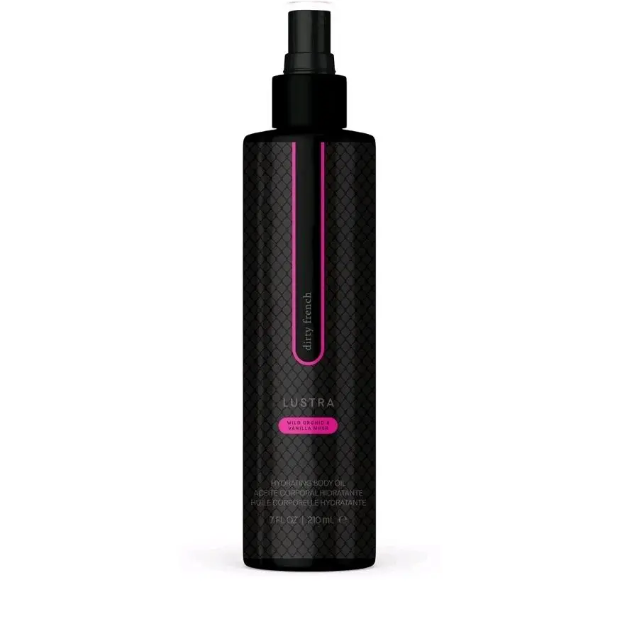 Pure Romance Lustra Dirty French Hydrating Body Oil Spray | Wild Orchid & Vanilla Musk | Lightweight Moisturizing Body Oil | 7 fl oz