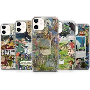 Studio Ghibli Phone Case Howl Moving Castle Cover for iPhone X, 11, 12, 13, 14, 15 & more – SS Galaxy S21 to S25 Ultra, Plus with Suction