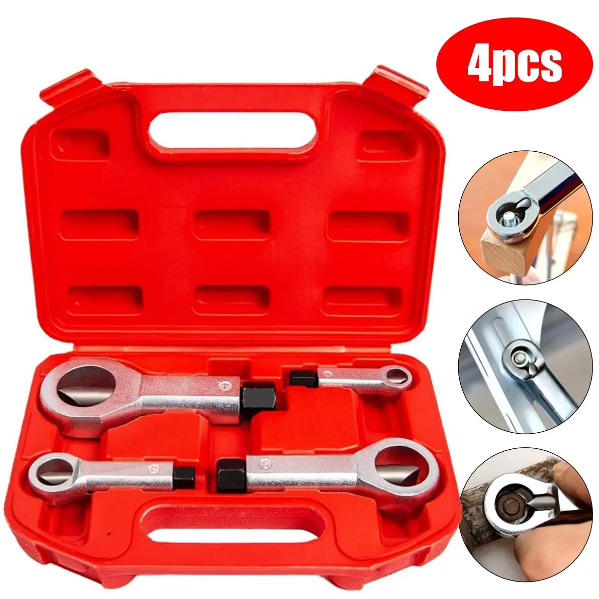 4PCS Professional Nut Splitter Set | Heavy Duty Nut Splitter Breaker Cracker, Remove Broken Damaged and Corroded Nuts with Ease 9-12mm, 12-16mm, 16-22mm, 22-27mm