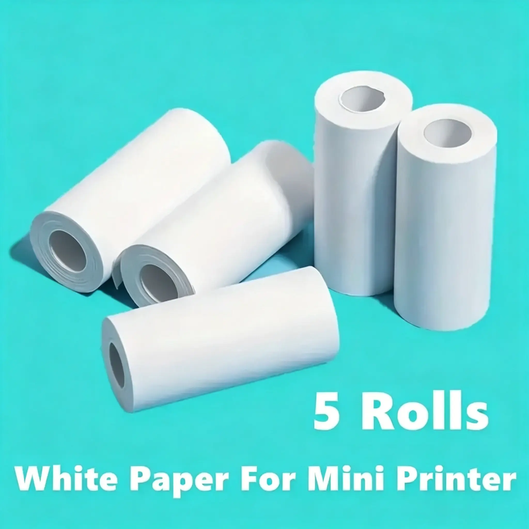 Mini Printer Paper, 57mm Width Color & White Continuous Paper, Portable Printer Paper, Self-adhesive Transparent Sticker Rolls For Portable Printer, Stationery Office Supplies, Label Print Paper